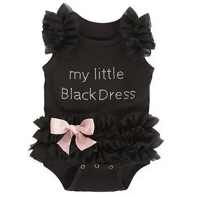 Citgeet Black Kids Baby Girls Clothes Lace Tulle Ruffles Bow Cotton Romper Jumpsuit Outfits Summer Clothing