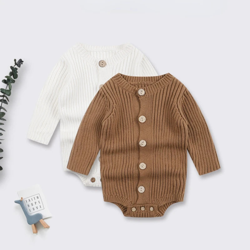 New Autumn Baby Knit Sweater Jumpsuit Triangle Haori Children's Wear Cotton Footies Spring Autumn Season Climbing Clothes DGUKYM
