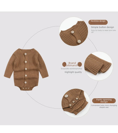 New Autumn Baby Knit Sweater Jumpsuit Triangle Haori Children's Wear Cotton Footies Spring Autumn Season Climbing Clothes DGUKYM