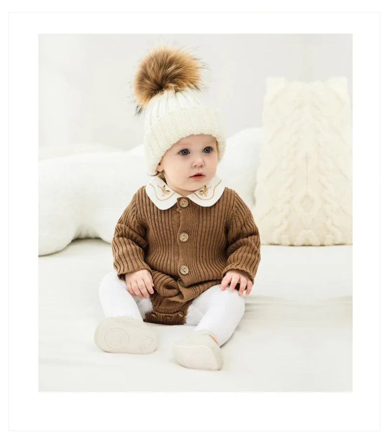 New Autumn Baby Knit Sweater Jumpsuit Triangle Haori Children's Wear Cotton Footies Spring Autumn Season Climbing Clothes DGUKYM