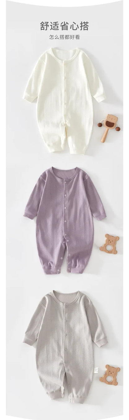 Baby Pajamas, Pure Cotton Infant Clothes Newborn Rompers Unisex Baby Spring and Summer Outfits Long-Sleeved Base Layer Crawlers