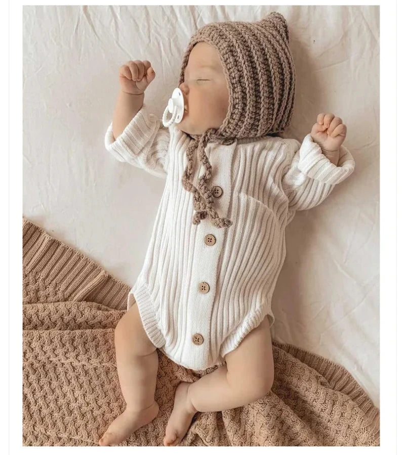 New Autumn Baby Knit Sweater Jumpsuit Triangle Haori Children's Wear Cotton Footies Spring Autumn Season Climbing Clothes DGUKYM