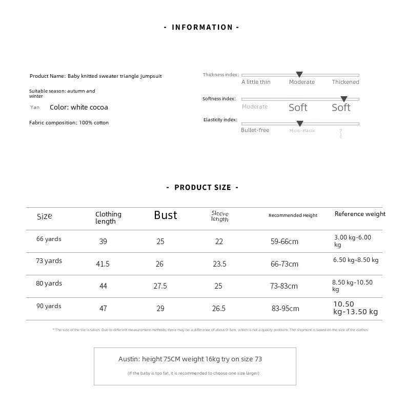 New Autumn Baby Knit Sweater Jumpsuit Triangle Haori Children's Wear Cotton Footies Spring Autumn Season Climbing Clothes DGUKYM