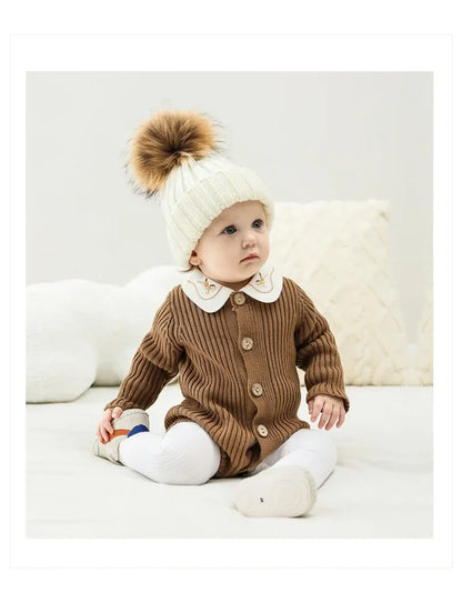 New Autumn Baby Knit Sweater Jumpsuit Triangle Haori Children's Wear Cotton Footies Spring Autumn Season Climbing Clothes DGUKYM