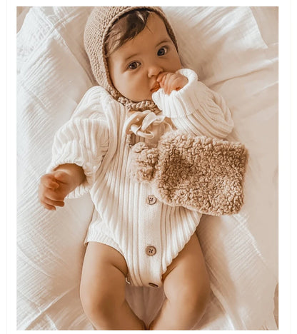 New Autumn Baby Knit Sweater Jumpsuit Triangle Haori Children's Wear Cotton Footies Spring Autumn Season Climbing Clothes DGUKYM