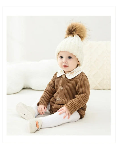 New Autumn Baby Knit Sweater Jumpsuit Triangle Haori Children's Wear Cotton Footies Spring Autumn Season Climbing Clothes DGUKYM