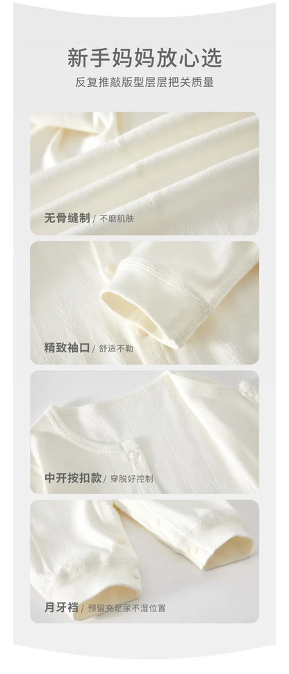 Baby Pajamas, Pure Cotton Infant Clothes Newborn Rompers Unisex Baby Spring and Summer Outfits Long-Sleeved Base Layer Crawlers