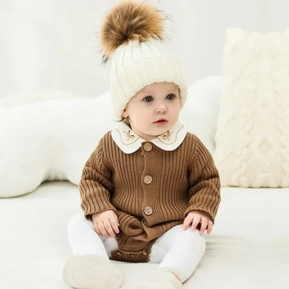 New Autumn Baby Knit Sweater Jumpsuit Triangle Haori Children's Wear Cotton Footies Spring Autumn Season Climbing Clothes DGUKYM